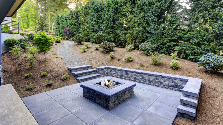 slate patio in U.S.A. backyard