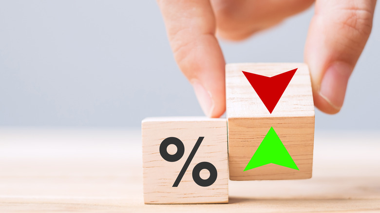 blocks showing arrows and percentage