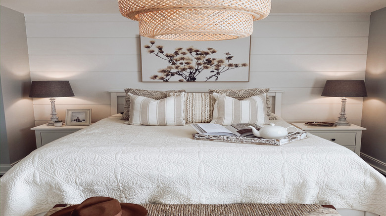 Large pendant hanging from ceiling