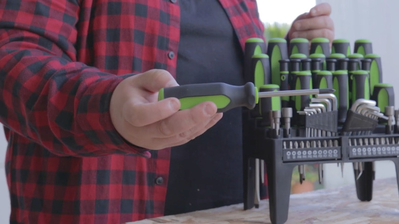 Close-up of Pittsburgh's Comfort-Grip Screwdriver Set, 70-piece