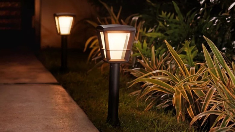 Philips Hue pathway lights at house