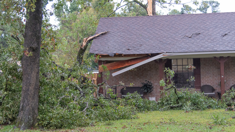 Storm damage to a home