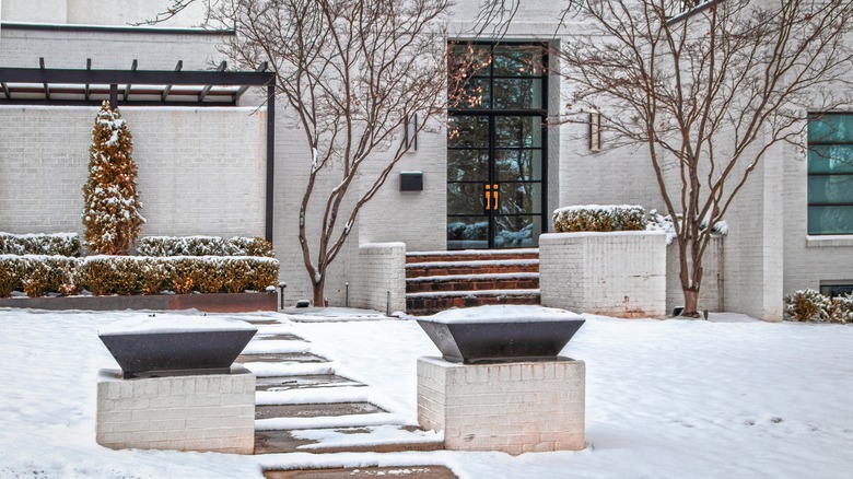 garden with ice surrounding patio doors