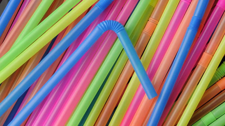 colorful plastic bendy straws