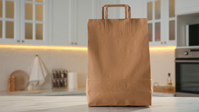 paper bag on counter