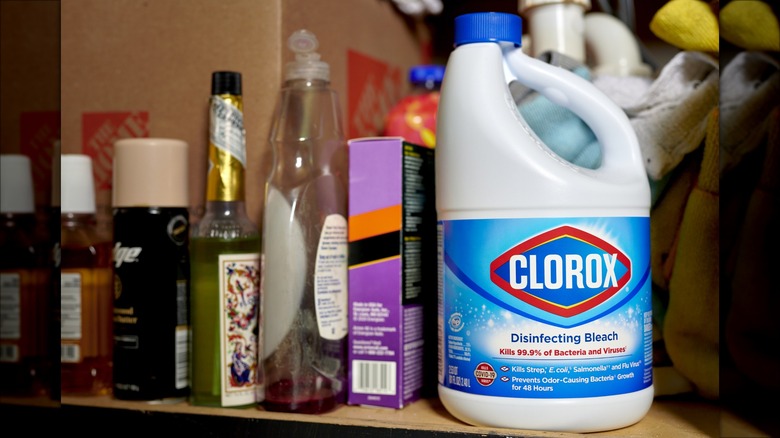 bleach and other chemicals on counter