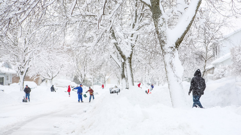 People shoveling out after a large snowstorm
