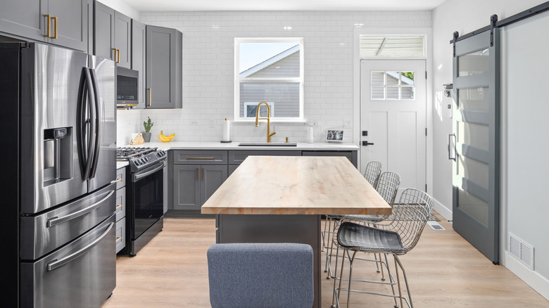 Kitchen with dark gray charcoal cabinets