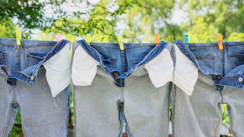 Jeans on a laundry line