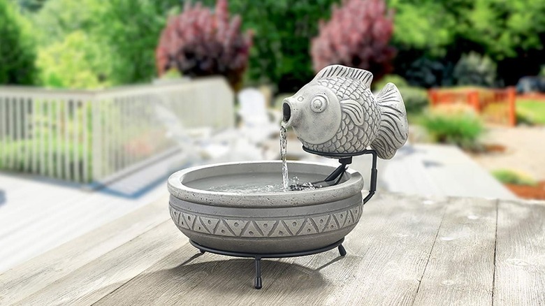 Smart Solar's Marin Elegant Cement Fish Solar-Powered Fountain
