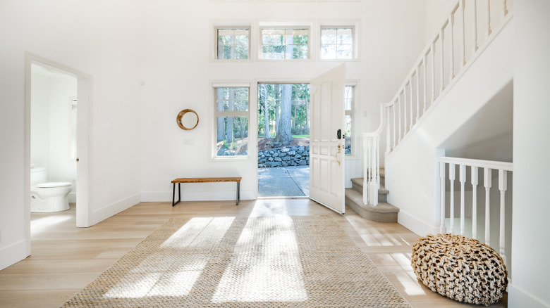 View of an minimalist entryway looking towards the front door