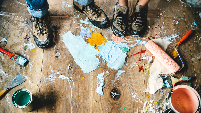 spilled paint mess