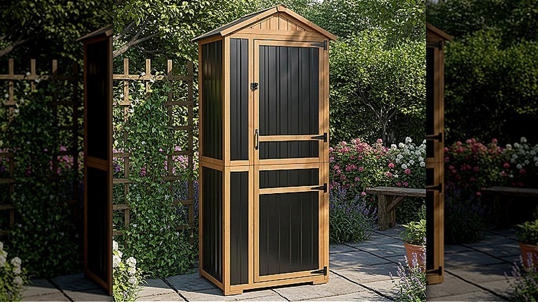 Small outdoor storage cabinet brown