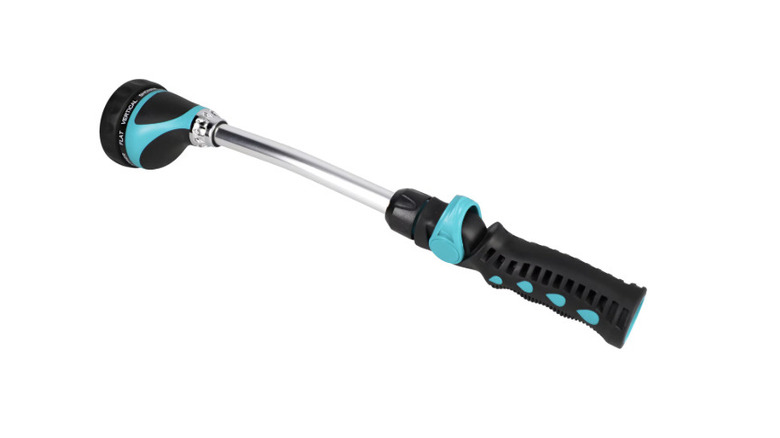 Black and blue water wand against a white background