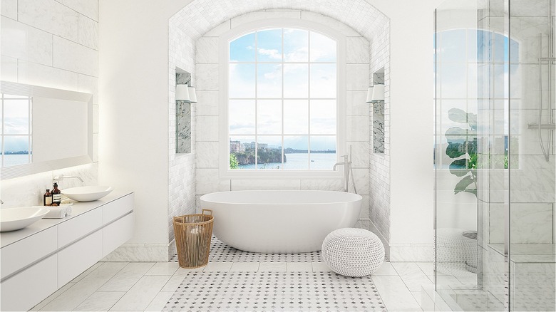 All white bathroom with window