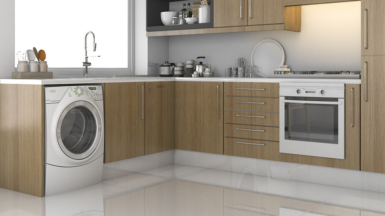 Washer in kitchen cabinet