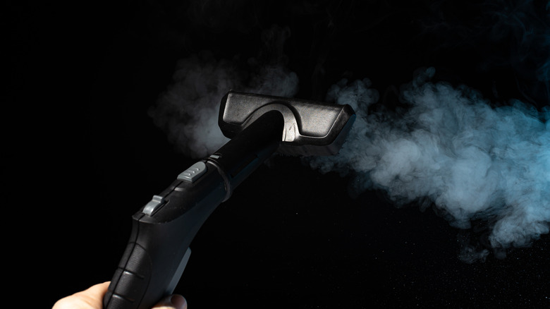 Close up of steam being released from a steam cleaner