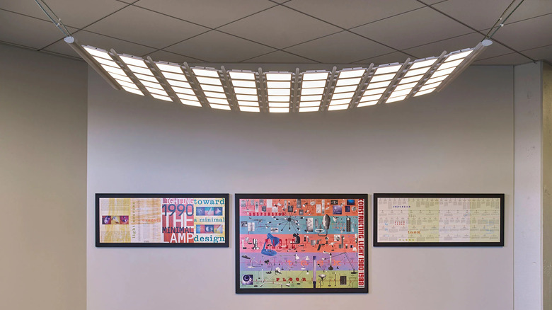 OLED lighting panel installed on ceiling in a room