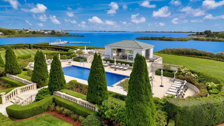 Elaborate pool on ocean edge