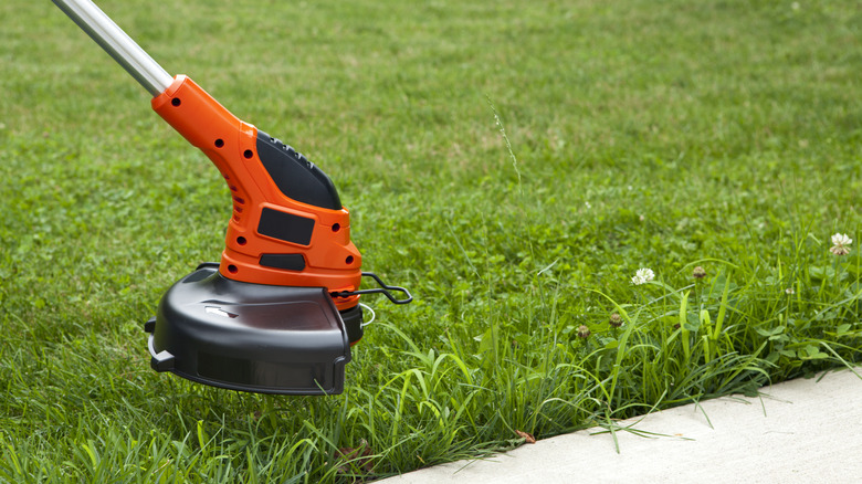 closeup of a weed trimmer