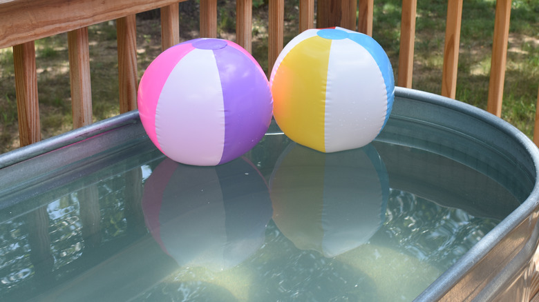 beach balls in tank pool