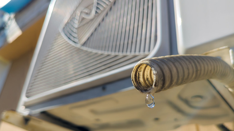 Water dripping from the drain pipe of the condenser unit