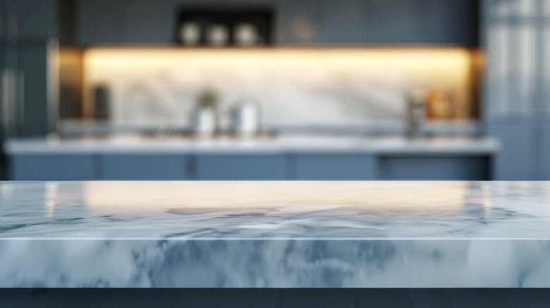 A blue-gray countertop