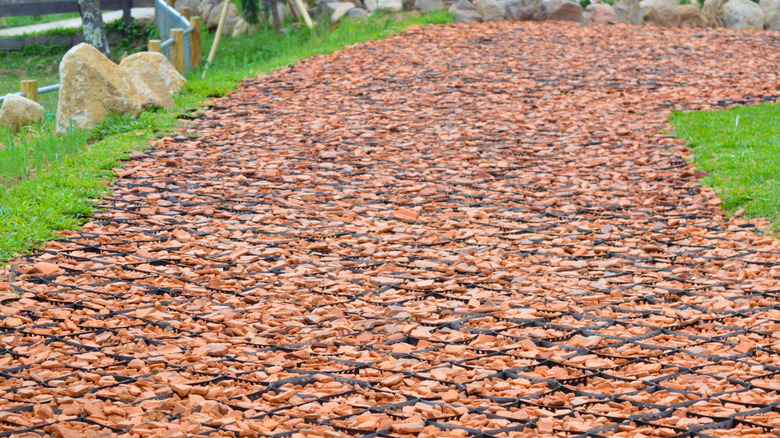 Walkway from terracotta pieces