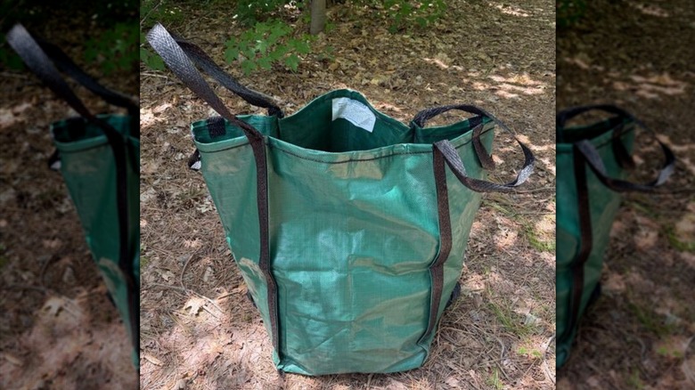 DuraSack on the ground with fallen leaves around it