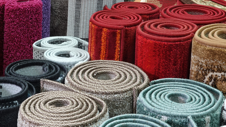 old carpets rolled