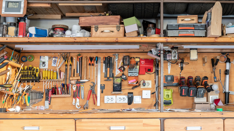garage workshop with organized tools