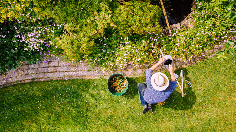 A woman tending to her garden