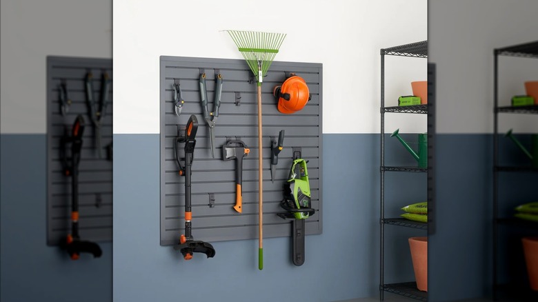 TRINITY slatwall organizer with various tools hanging