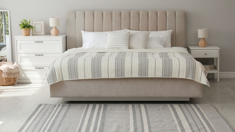 A striped bedroom