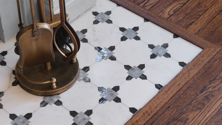 Star tile pattern on floor
