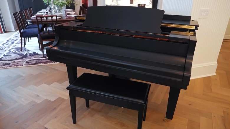 A black grand piano.