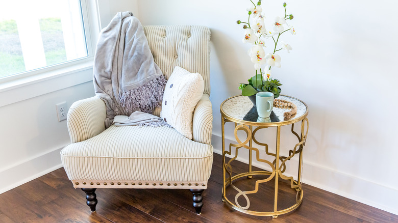 accent chair and table