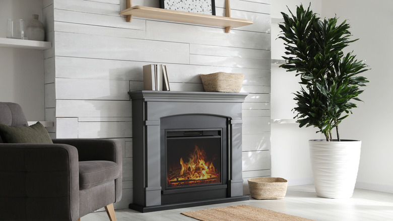 electric fireplace in living room