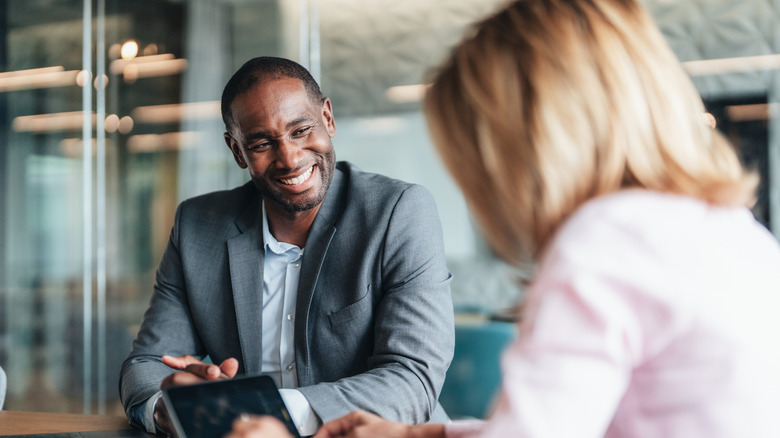 Person meeting with a banker