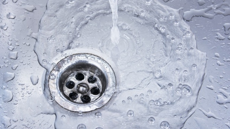 Water running down a drain