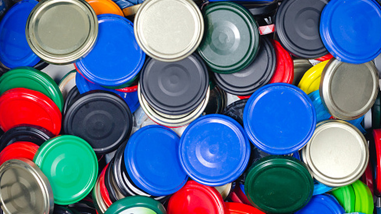 Pile of metal jar lids