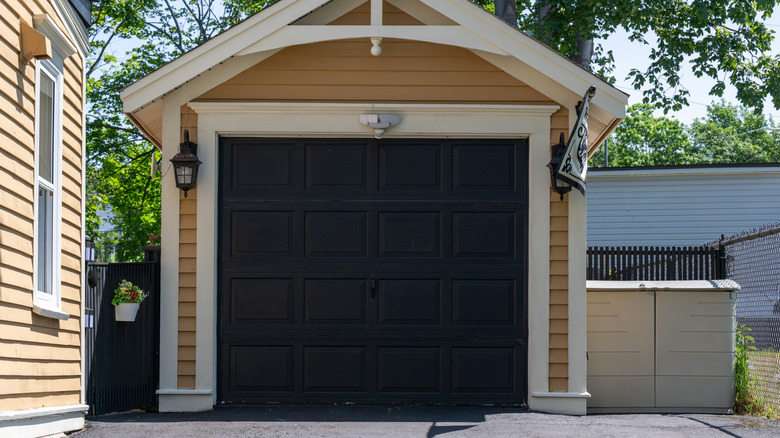 A small garage door for a car