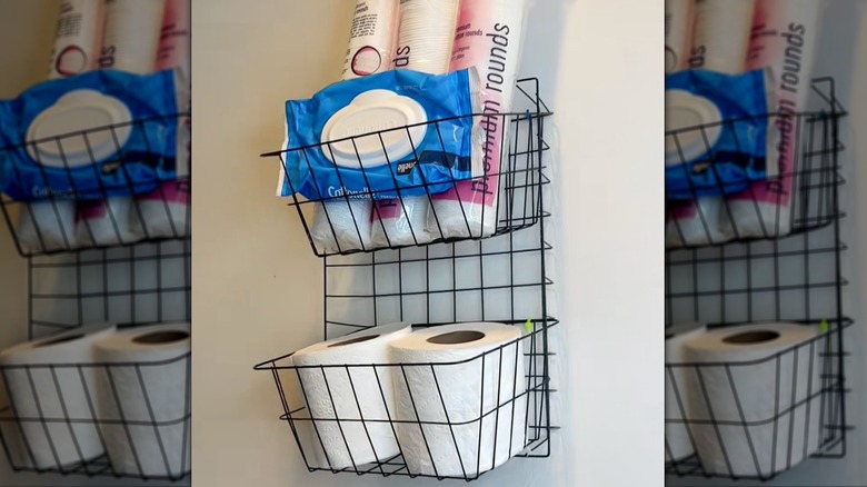 Making a TP rack from Dollar Tree baskets