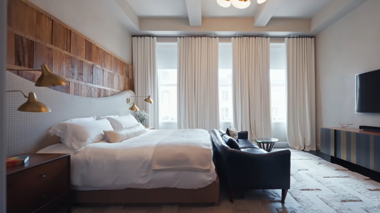 The bedroom in Bobby Flay's New York City apartment.