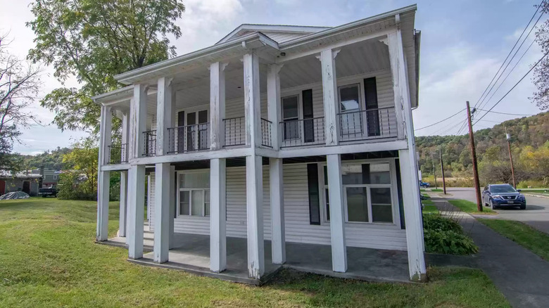 Two story white house exterior