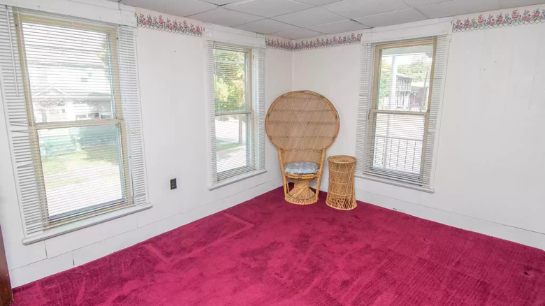 Room with red shag carpet