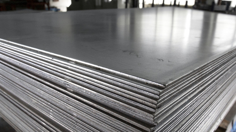 Stack of stainless steel sheets.