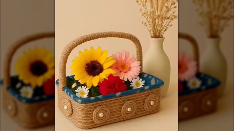DIY storage basket made from plastic takeout container