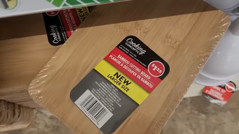 A wrapped Dollar Tree cutting board