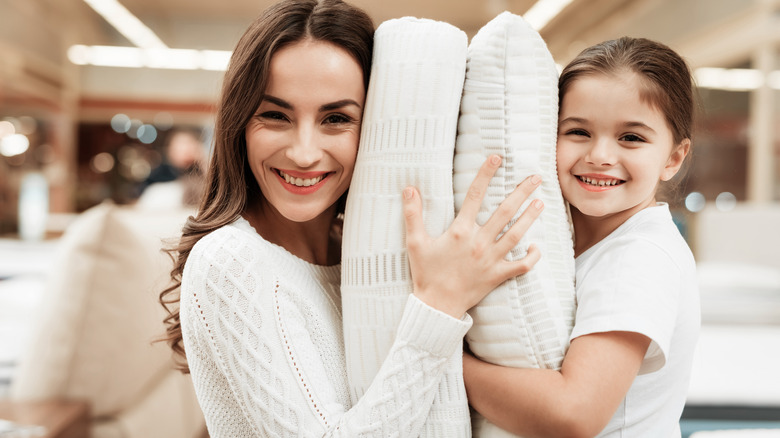 Woman shopping for towels